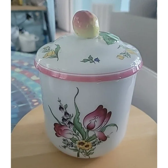 Spode Marlborough Sprays 7 3/8” Floral Medium Canister With Lid, England - Picture 3 of 8